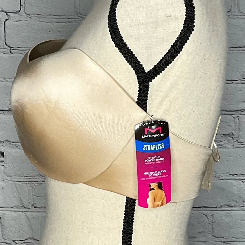 Maidenform Nude Strapless Stay Up Power Band Bra 40D NWT